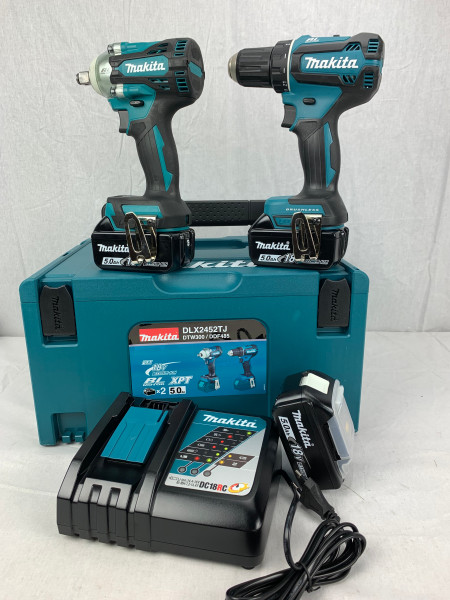 Akku-Kombo-Kit DLX 2452TJ, 18V • 2 Maschinen • 2 Akkus • 1 Ladegerät + Gratis 1 Akku 18 V 5,0 Ah