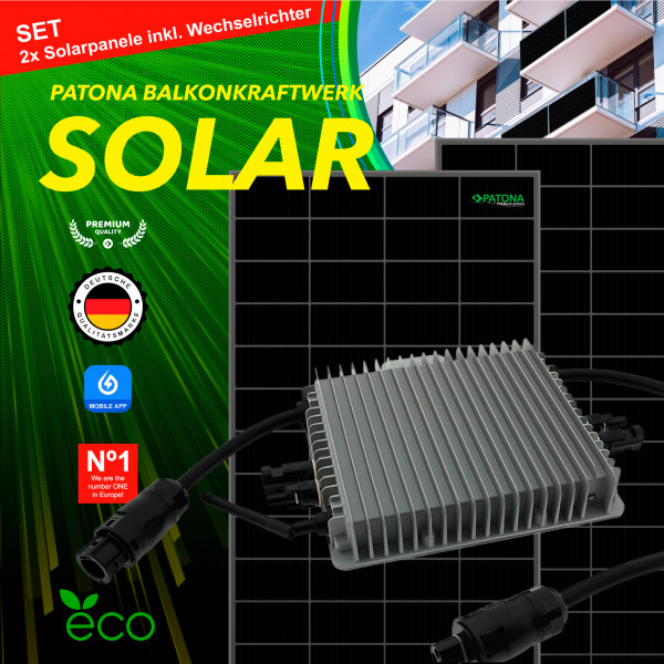 Premium Solaranlage 750W Balkonkraftwerk Set (2x375W Solarpanel & 1x600W Wechselrichter)
