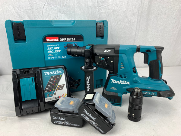 Akku-Kombihammer DHR281 ZJ + Power Source Kit mit Ladegerät und 2 Akkus 18V 5,0 Ah