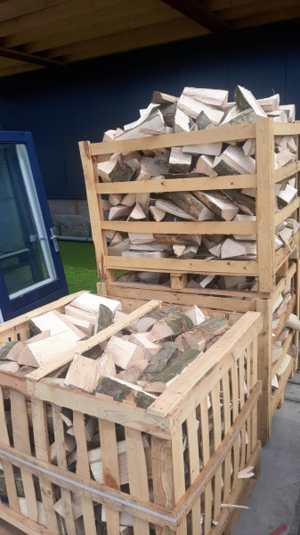 Brennholz 30 kg Eiche/Esche im Karton verpackt Frei Haus geliefert