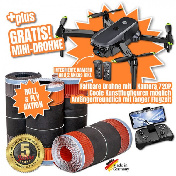 Dachkronen Paket 300 m Rollfirst (Schwarz) + Gratis Snaptain SP500 Drohne mit Kamera (limitiert)